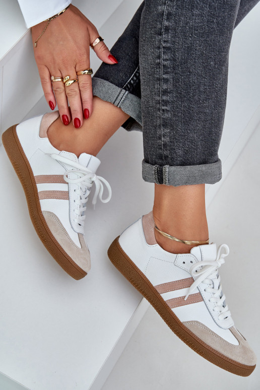 Zazoo N1068 Leer Laag Sneakers model schoenen Dames beige Zazoo N1068 Leer Laag Sneakers model schoenen Dames beige