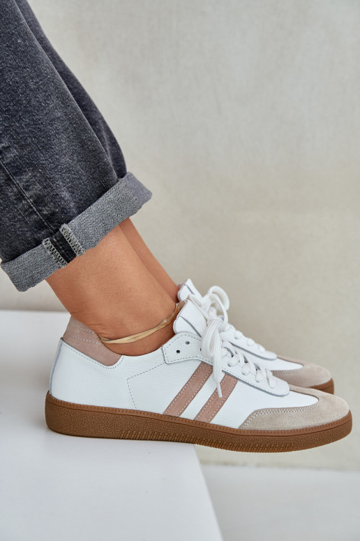 Zazoo N1068 Leer Laag Sneakers model schoenen Dames beige Zazoo N1068 Leer Laag Sneakers model schoenen Dames beige