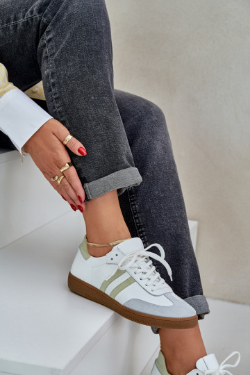 Zazoo N1068 leren lage sportieve dames schoenen witte kleur