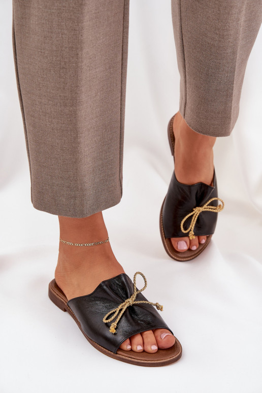 Leer gelijk aan Elegante stijl Slippers met linten LeInski 3572 zInart Leer gelijk aan Elegante stijl Slippers met linten LeInski 3572 zInart