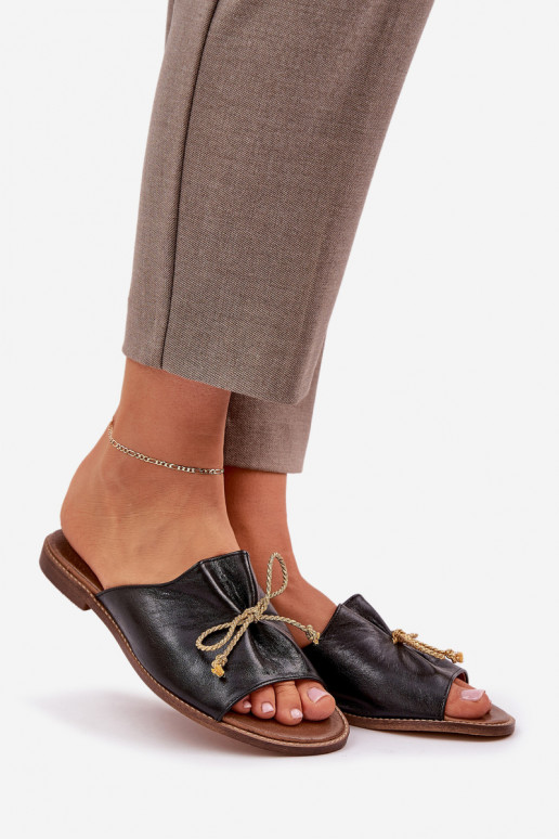 Leer gelijk aan Elegante stijl Slippers met linten LeInski 3572 zInart Leer gelijk aan Elegante stijl Slippers met linten LeInski 3572 zInart