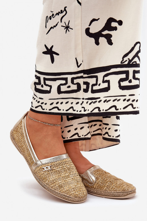 Elegante stijl Leren espadrilles Met Vlecht Zazoo 10178 beige-gouden kleur Elegante stijl Leren espadrilles Met Vlecht Zazoo 10178 beige-gouden kleur