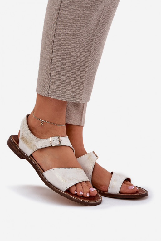 Leer Sandalen voor dames Zazoo 3014 gouden kleur Przecierany Leer Sandalen voor dames Zazoo 3014 gouden kleur Przecierany