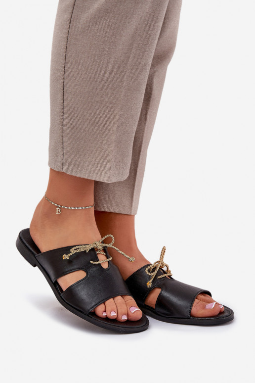 Leren pantoffels Dames met brede hakken Zazoo 3022 zInart Leren pantoffels Dames met brede hakken Zazoo 3022 zInart