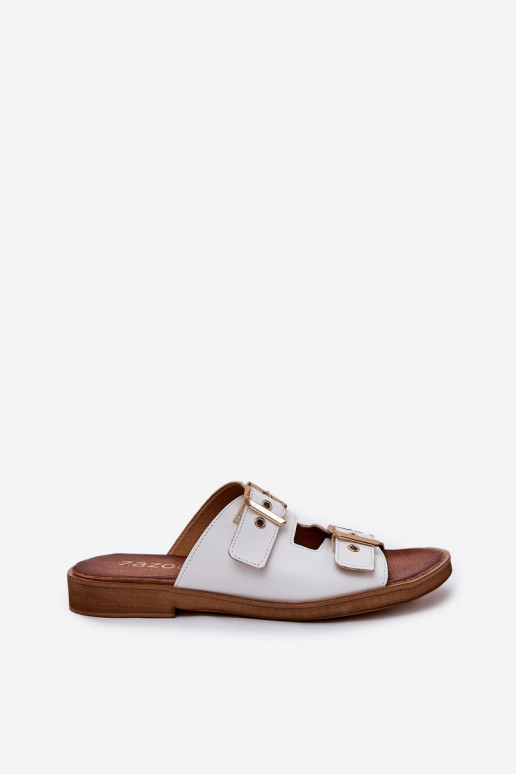 Leer gelijk aan Slippers met gespen Zazoo 3020 Initte kleur Leer gelijk aan Slippers met gespen Zazoo 3020 Initte kleur