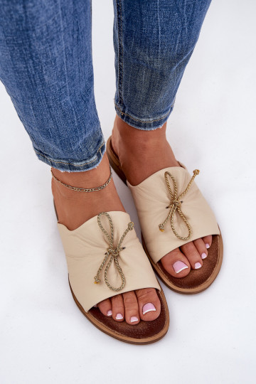 Zazoo 2659 leren dames slippers in zandkleur 2