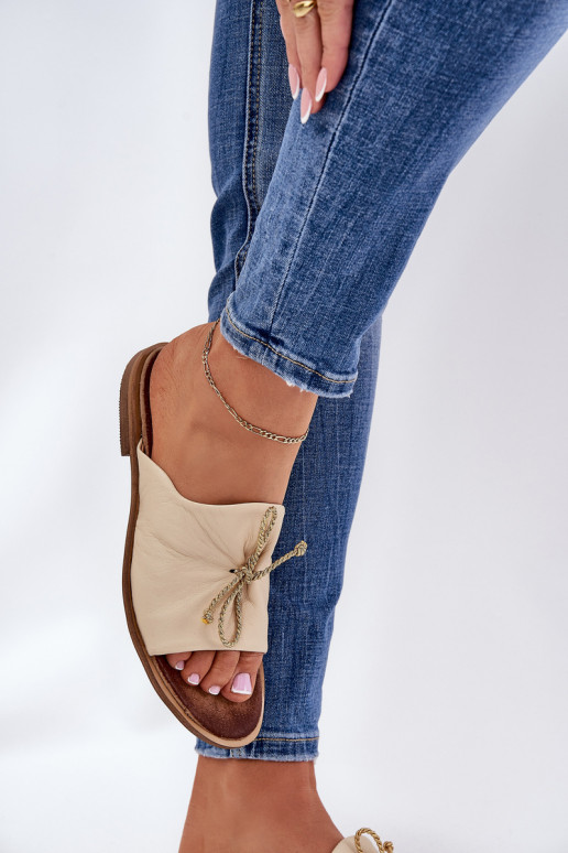 Zazoo 2659 Leren pantoffels Dames beige Zazoo 2659 Leren pantoffels Dames beige