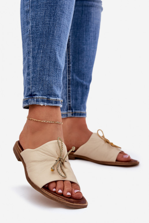 Zazoo 2659 Leren pantoffels Dames beige Zazoo 2659 Leren pantoffels Dames beige