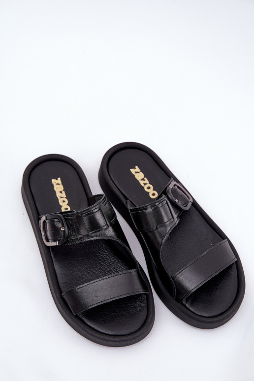 Leren pantoffels Dames met platform Zazoo 3024 zInart Leren pantoffels Dames met platform Zazoo 3024 zInart