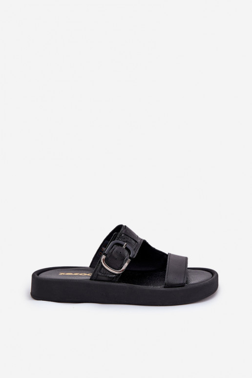 Leren pantoffels Dames met platform Zazoo 3024 zInart Leren pantoffels Dames met platform Zazoo 3024 zInart