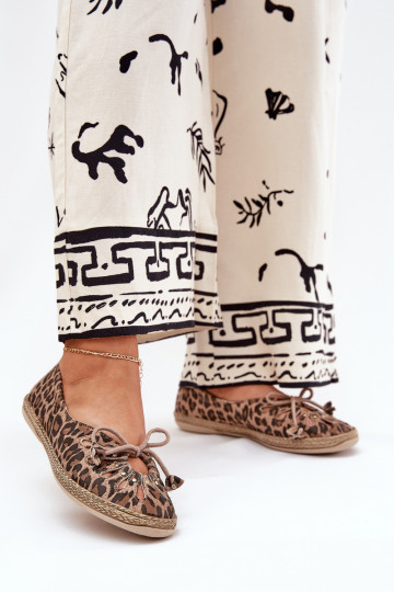Zazoo 10179 leren ballerina's met luipaardprint in bruin