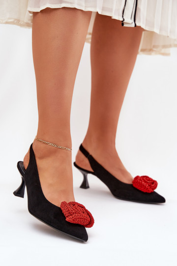 Suède elegante schoenen met dunne hakken CheBello 4666 in zwart