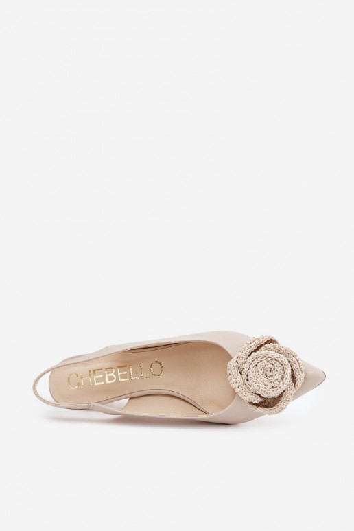 Leer Elegante stijl Schoenen met dunne hakken CheBello 4666 beige Leer Elegante stijl Schoenen met dunne hakken CheBello 4666 beige