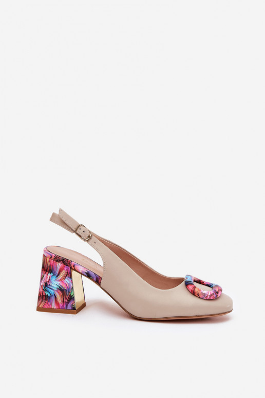 Leer Damessandalen met hoge hakken D&A CR51-002 beige Leer Damessandalen met hoge hakken D&A CR51-002 beige