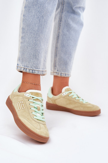 Suède dames sneakers D.Franklin DFSH387005 in limoenkleur 2