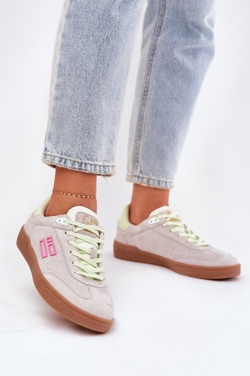 Suède dames sneakers D.Franklin DFSH387005 in lichtwit