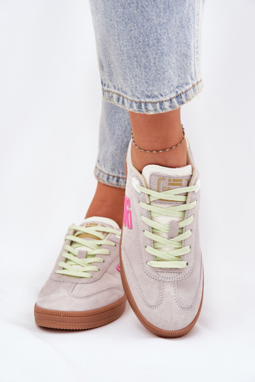 Suède dames sneakers D.Franklin DFSH387005 in lichtwit 2