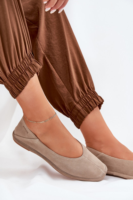 Ballerinas van suède Dames Big Star RR274082 beige