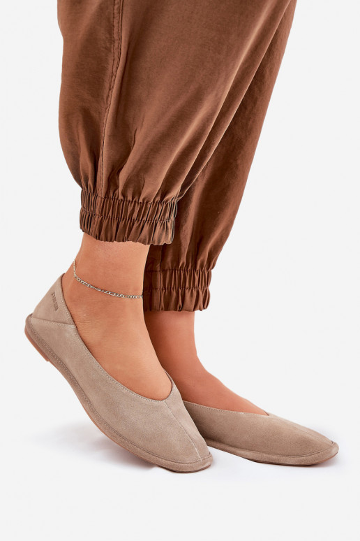 Ballerinas van suède Dames Big Star RR274082 beige