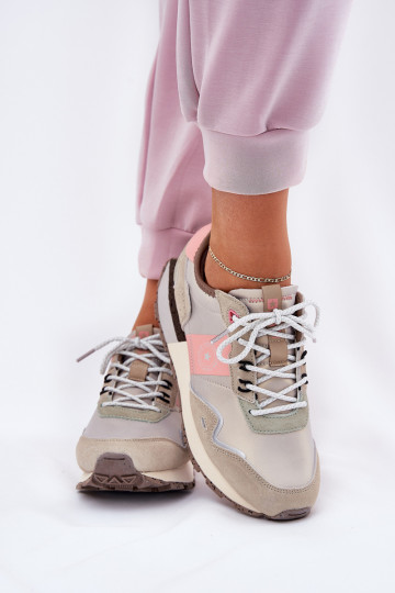 Zomšinie sportschoenen dames Big Star RR274243 HI-POLY SYSTEM grijsroze 2