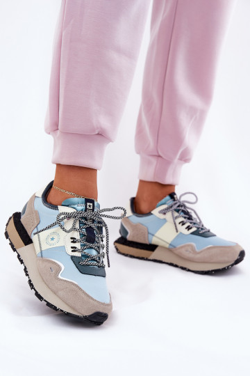 van suède Sneakers model schoenen Dames Big Star RR274245 HI-POLY SYSTEM grijs-blauIn