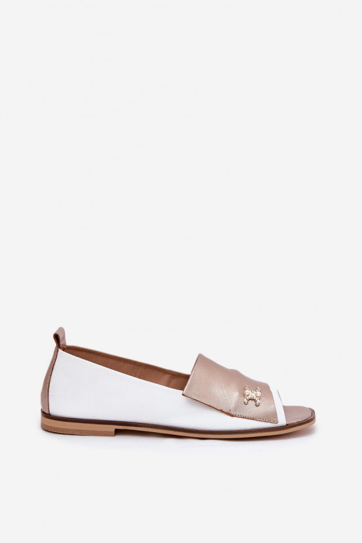 Leer Elegante stijl BallerinasOdkrytymi Palcami Zazoo 1865 INit-gouden kleur Leer Elegante stijl BallerinasOdkrytymi Palcami Zazoo 1865 INit-gouden kleur