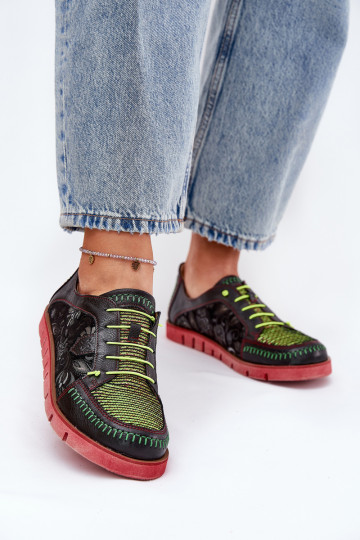 Leren gestikte dames schoenen Tai turiciejka 06784-20 zwart 2