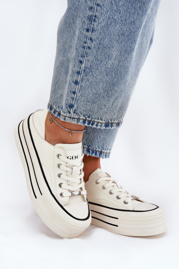 Leren casual schoenen met platform GOE RR2N4106 wit