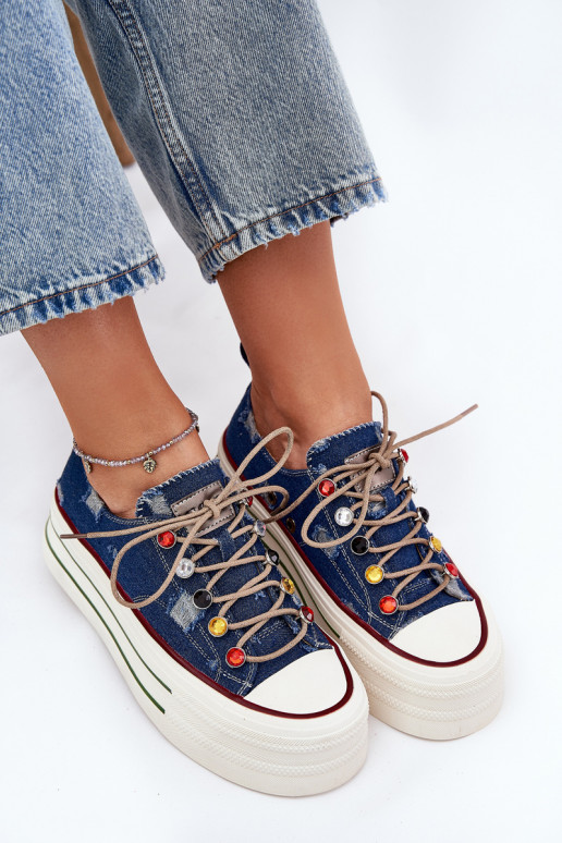 Vrijetijdsschoenen met platform GOE RR2N4103 donkerblauIn