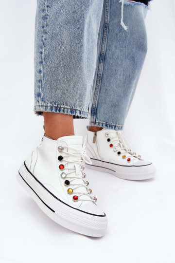 Leren vrouwen casual laarzen met schacht GOE RR2N4102 witte kleur