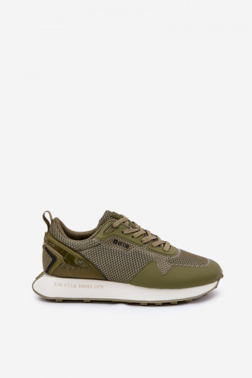 Heren sportieve schoenen met platform Big Star RR174360 Hi-Poly System chaki kleur 2