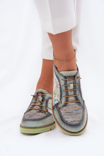 Leren dames schoenen met patroon Tai turiciejka 06784-09 groene kleur