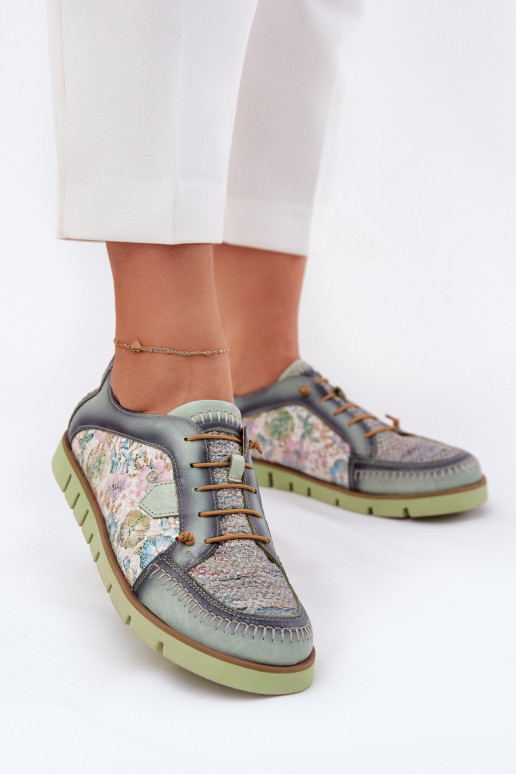 Leer schoenen Dames Met patroon Het heeftciejka 06784-09 groene kleur