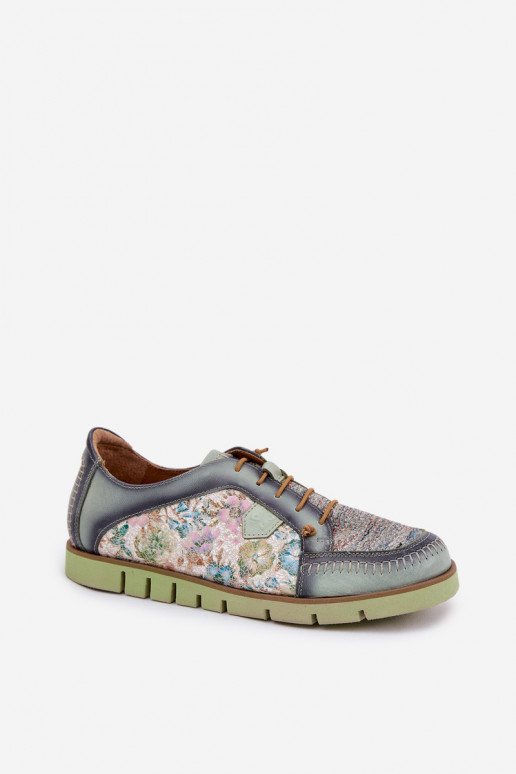 Leer schoenen Dames Met patroon Het heeftciejka 06784-09 groene kleur