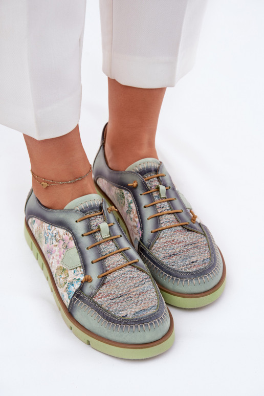 Leer schoenen Dames Met patroon Het heeftciejka 06784-09 groene kleur