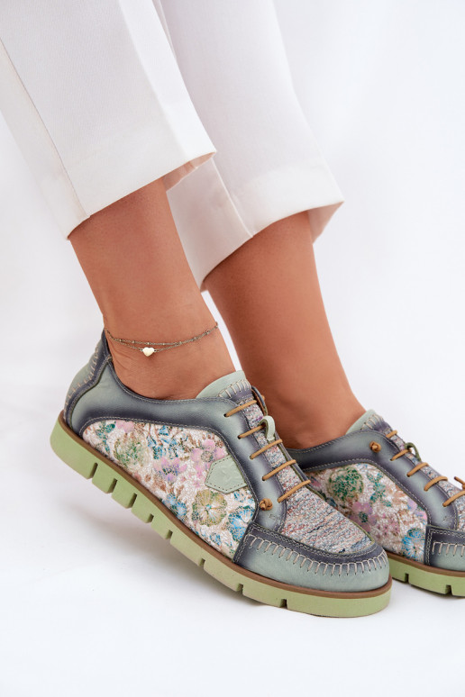 Leer schoenen Dames Met patroon Het heeftciejka 06784-09 groene kleur