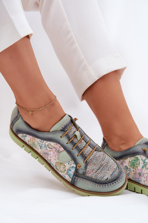 Leer schoenen Dames Met patroon Het heeftciejka 06784-09 groene kleur