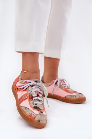 Leer Sneakers model schoenen Dames Het heeftciejka 06840-18 oranje 2