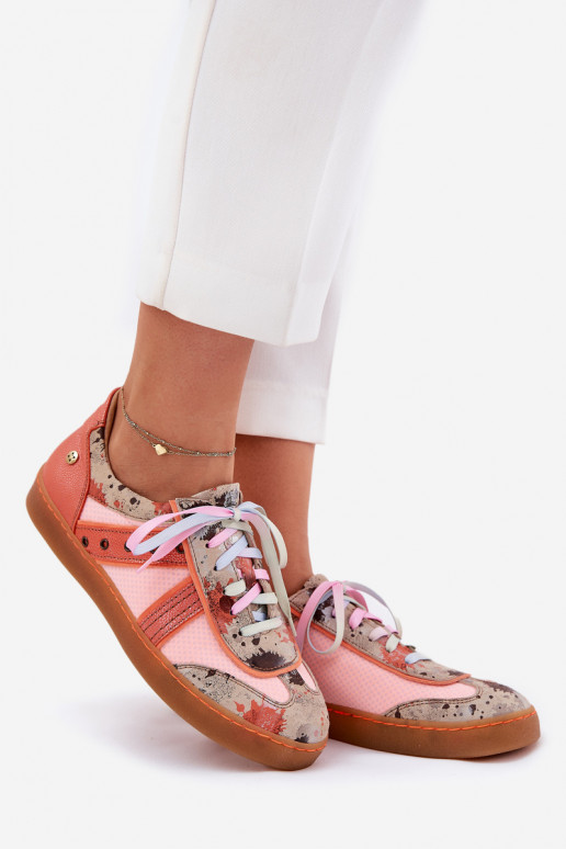 Leer Sneakers model schoenen Dames Het heeftciejka 06840-18 oranje Leer Sneakers model schoenen Dames Het heeftciejka 06840-18 oranje