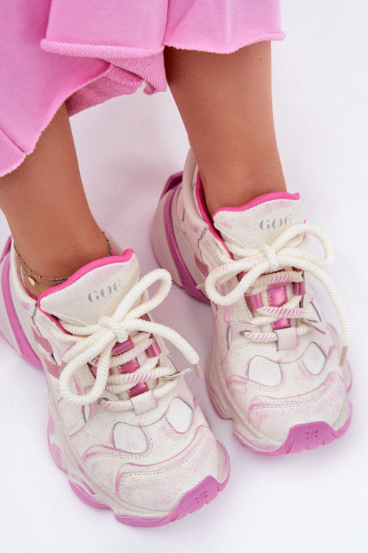 Leer Sneakers model schoenen Dames GOE RR2N4038 roze Leer Sneakers model schoenen Dames GOE RR2N4038 roze