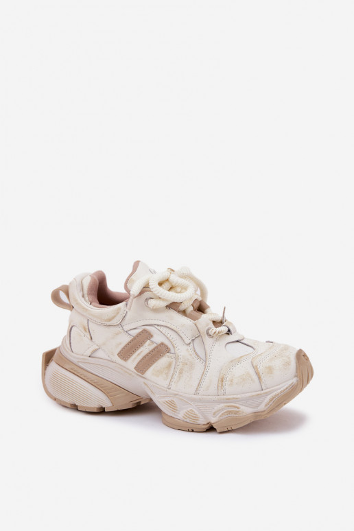 Leer Sneakers model schoenen Dames GOE RR2N4037 beige Leer Sneakers model schoenen Dames GOE RR2N4037 beige