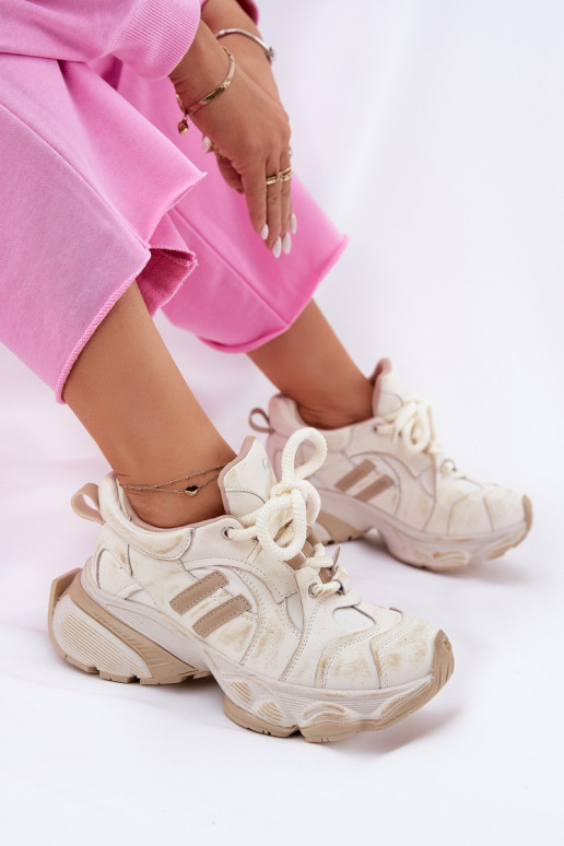 Leer Sneakers model schoenen Dames GOE RR2N4037 beige Leer Sneakers model schoenen Dames GOE RR2N4037 beige