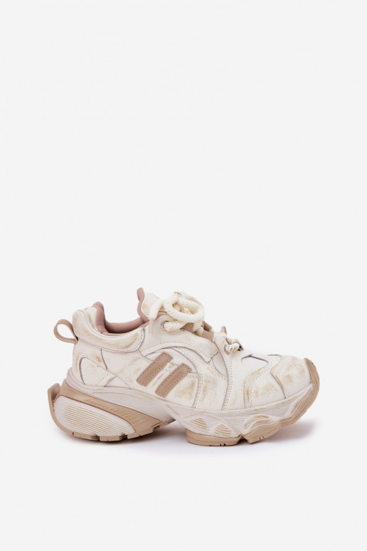 Leer Sneakers model schoenen Dames GOE RR2N4037 beige Leer Sneakers model schoenen Dames GOE RR2N4037 beige