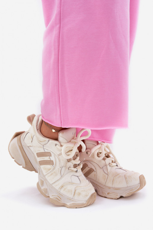 Leer Sneakers model schoenen Dames GOE RR2N4037 beige Leer Sneakers model schoenen Dames GOE RR2N4037 beige