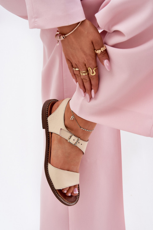 Leer Sandalen voor dames Zazoo 3014 beige Leer Sandalen voor dames Zazoo 3014 beige