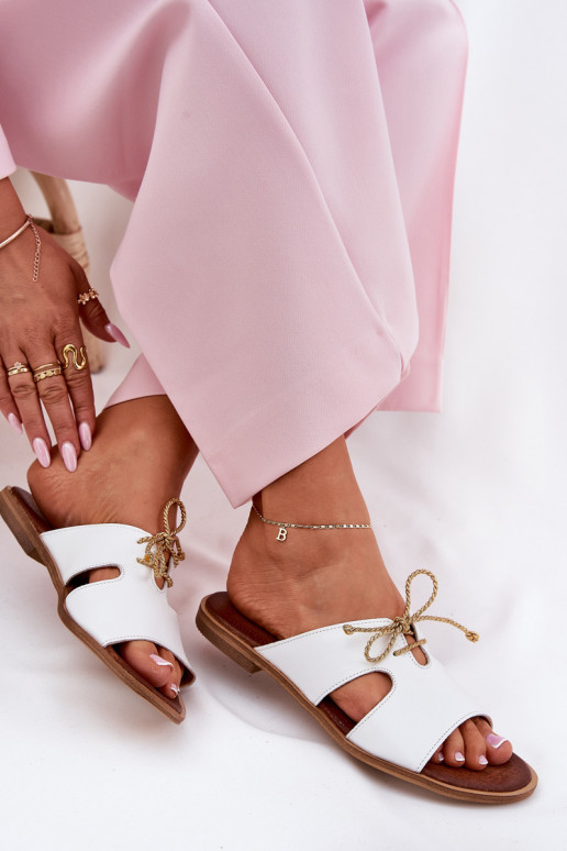 Leren pantoffels Dames met brede hakken Zazoo 3022 Initte kleur Leren pantoffels Dames met brede hakken Zazoo 3022 Initte kleur