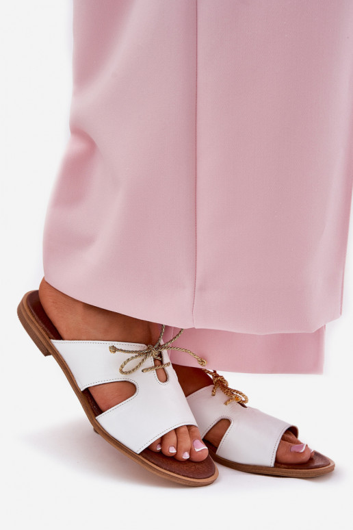 Leren pantoffels Dames met brede hakken Zazoo 3022 Initte kleur Leren pantoffels Dames met brede hakken Zazoo 3022 Initte kleur