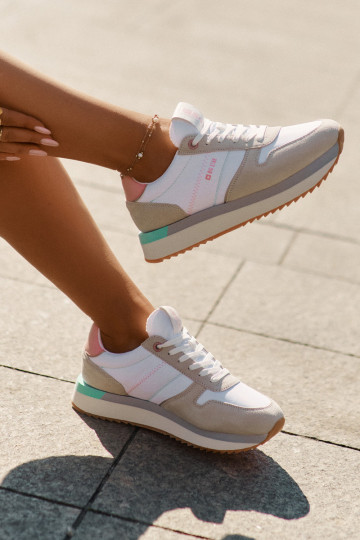 van suède Sneakers model schoenen Dames Big Star RR274A047 HI-POLY SYSTEM beige-Initte kleur