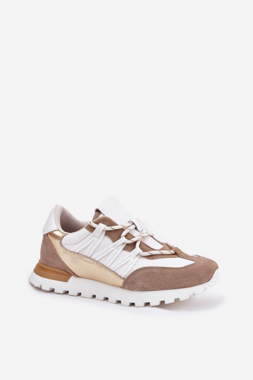 Leer schoenen Sneakers model schoenen Dames Artiker 56C1738 beige-gouden kleur Leer schoenen Sneakers model schoenen Dames Artiker 56C1738 beige-gouden kleur