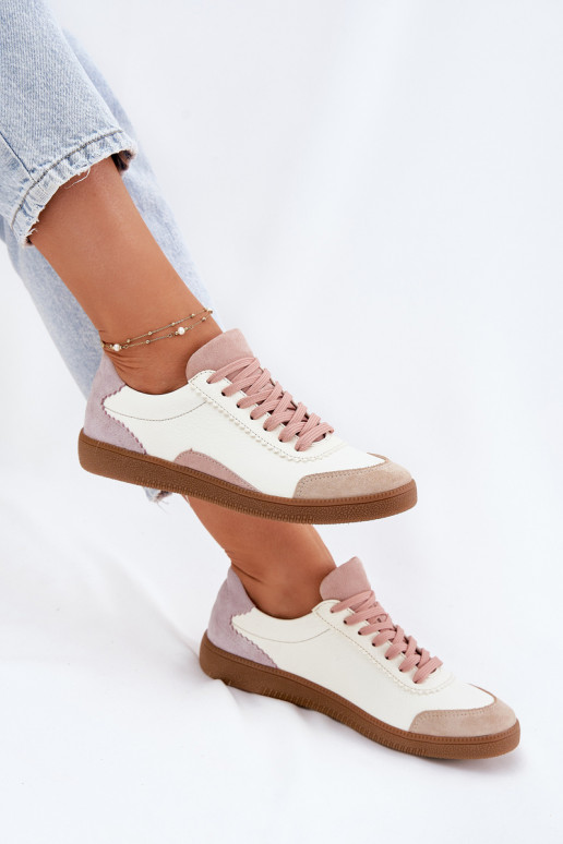 Leer Sneakers model schoenen Dames Zazoo N1220 Initte kleur Leer Sneakers model schoenen Dames Zazoo N1220 Initte kleur